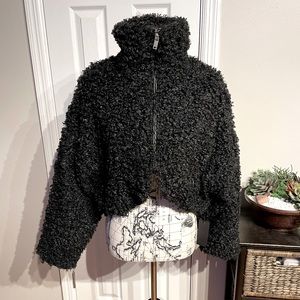 ✈️NWT F21 Moto Faux Fur Cover Bolero crop blazer Shearling Fuzzy Sherpa textured